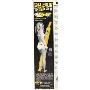 1970 Scatcat Muffler Vintage Print Ad Blonde Baby Grand Bikini Wall Art Photo